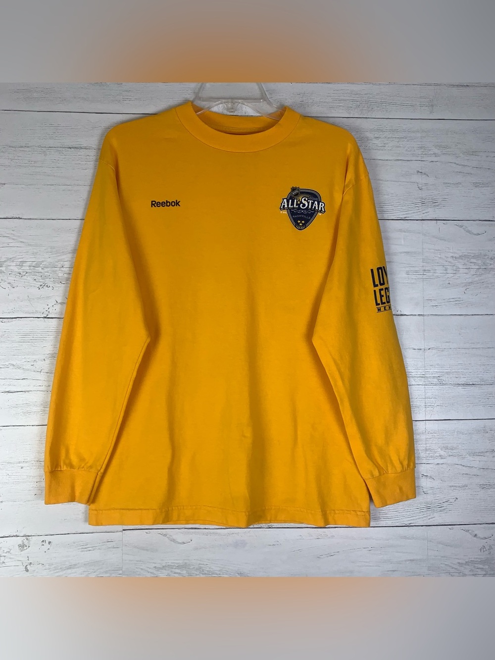 NHL Reebok ALL-STAR Game Nashville 2016 yellow Long Sleeve T-shirt size M
